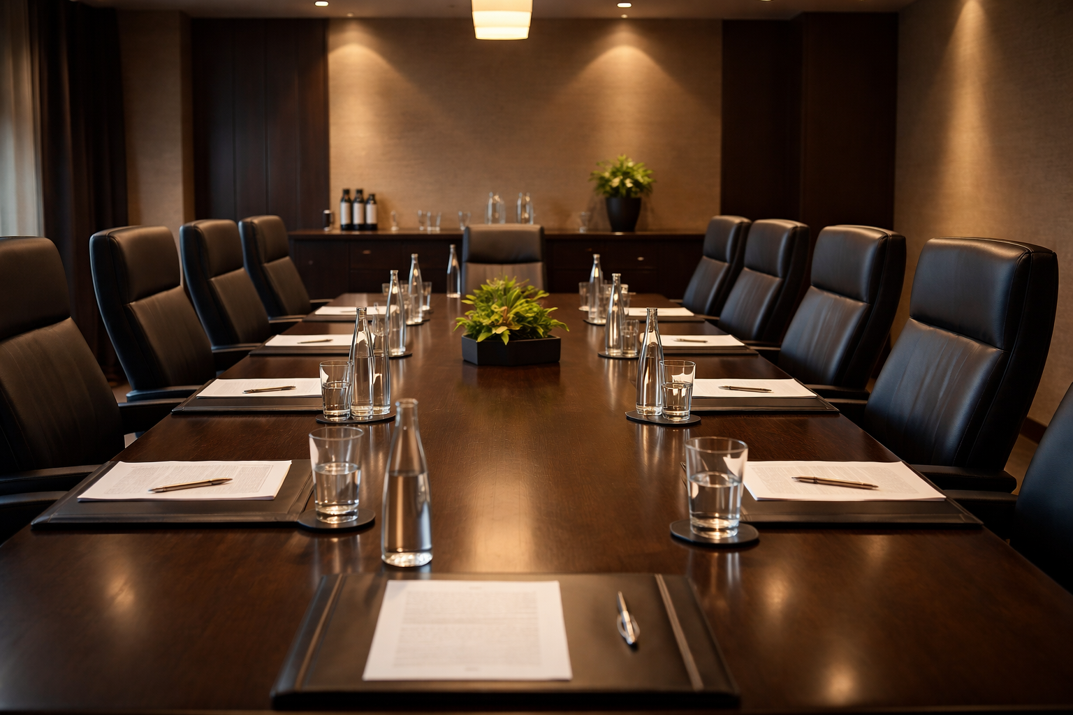 empty board room, meeting about to start